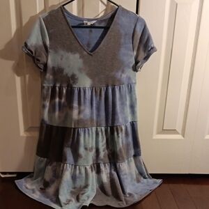 Crown & Ivy Blue Tye-Dye Dress Size Small